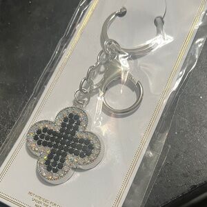 Elegant Silver and Black Keychain